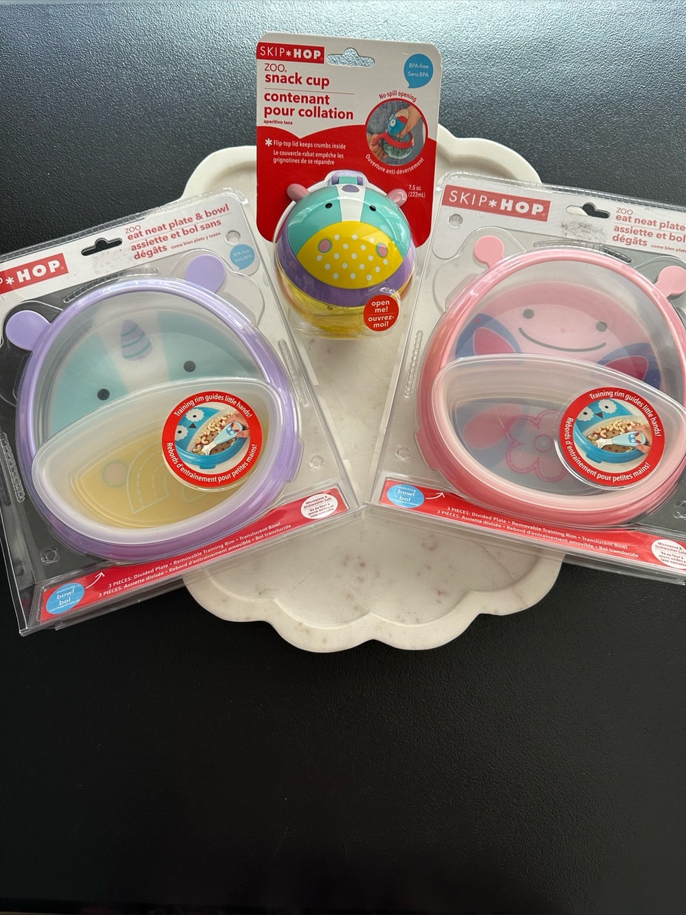 Skip Hop Zoo Eat Neat Unicorn & Butterfly Plate, Bowl Snack Cup Set Of 3